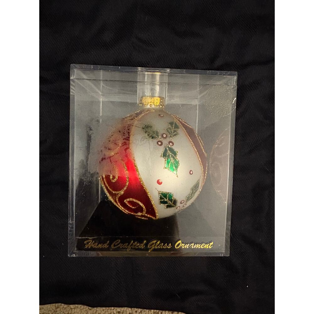 Designers Studio Handcrafted Glass Christmas Ornament in Case